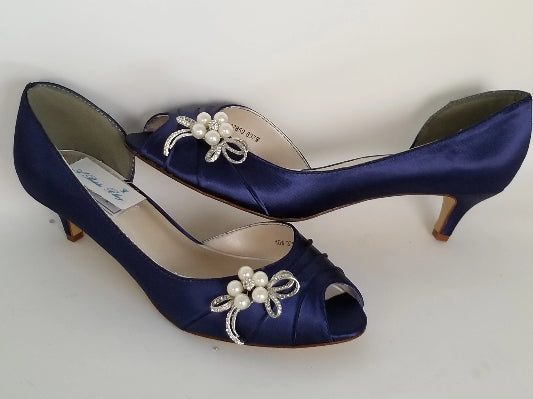 navy bow shoes