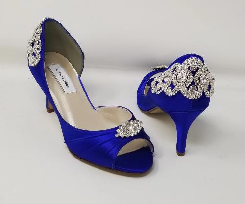 Cobalt Blue Bridal Shoes with Sparkling 