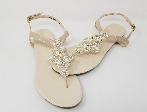 Pearl Wedding sandals, bridal sandals, flat wedding shoes, bride
