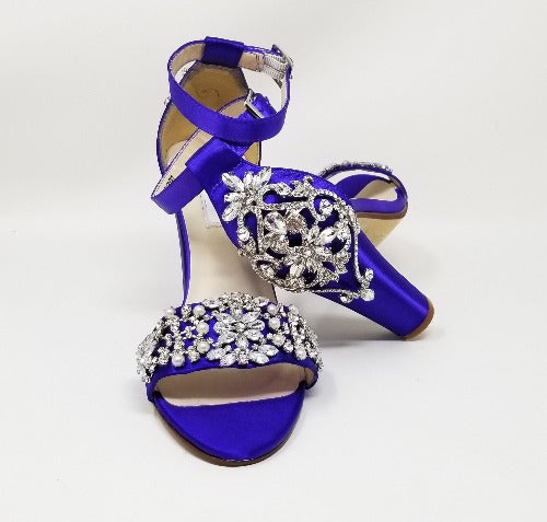 Purple Bridal Shoes with Sparkly Crystal Design Purple Block Heels ...