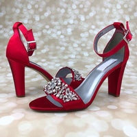 Red Bridal Shoes with Sparkly Crystal 