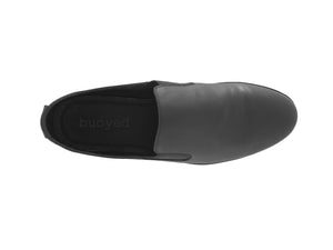 black leather slip ons