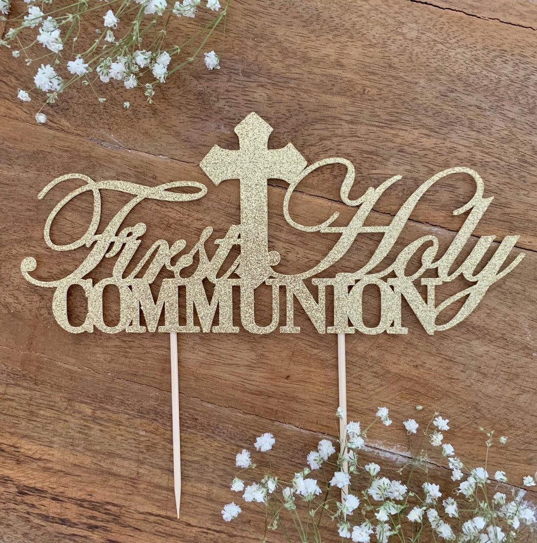 First Holy Communion Cake Topper Religious Cake Decoration First Communion Centerpieces