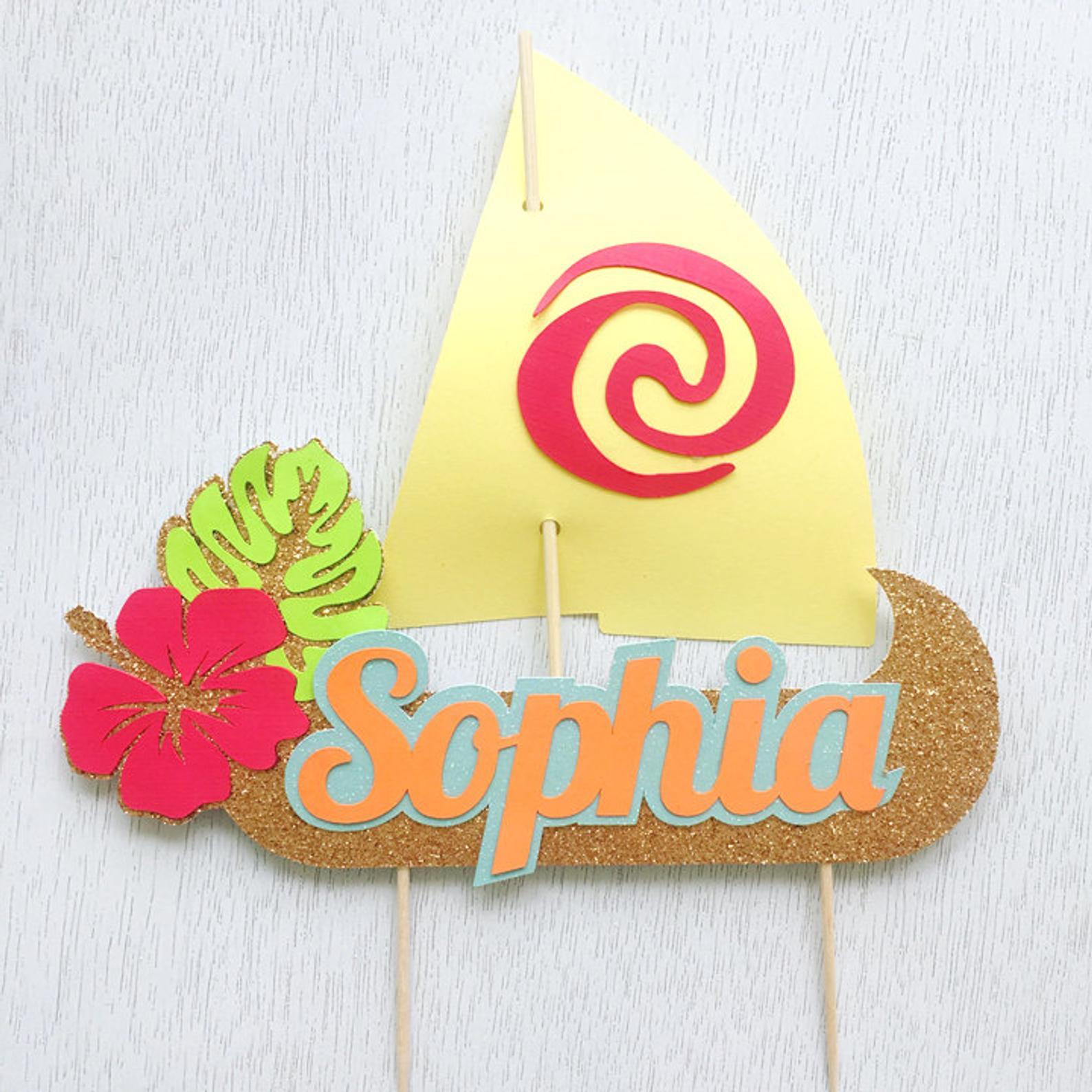 Moana Sail Boat Cake Topper Perlaos