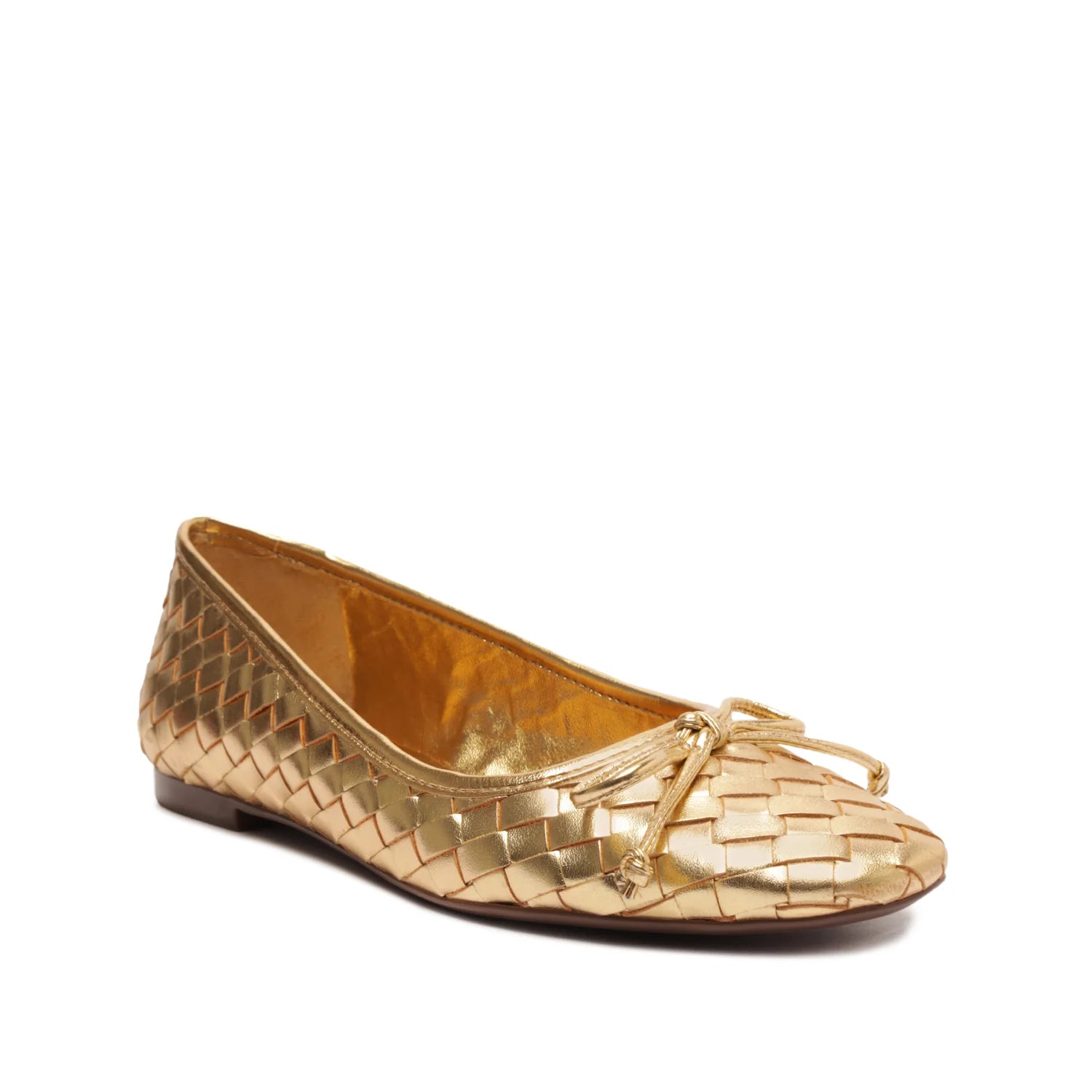Schutz Arissa Woven Leather Flat - Gold