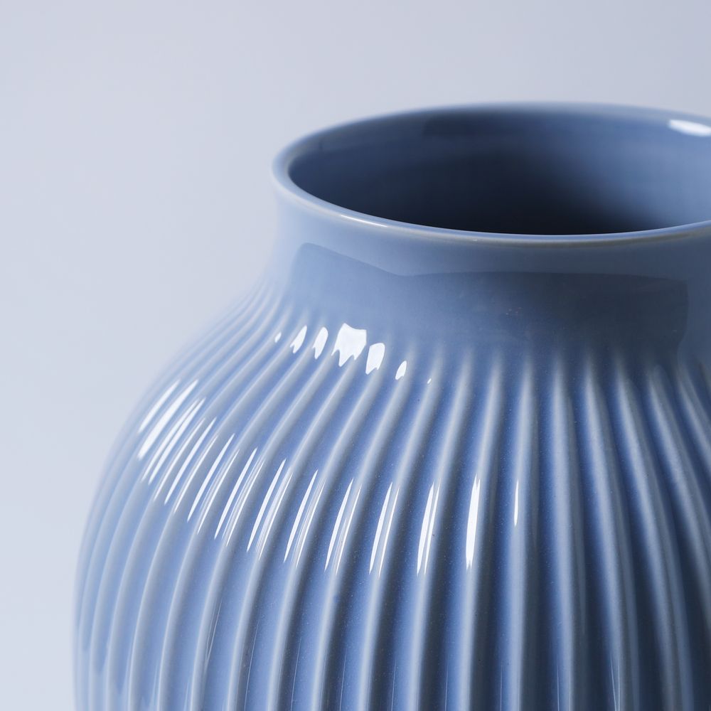 Grooved Lavender Blue Olpe Vase