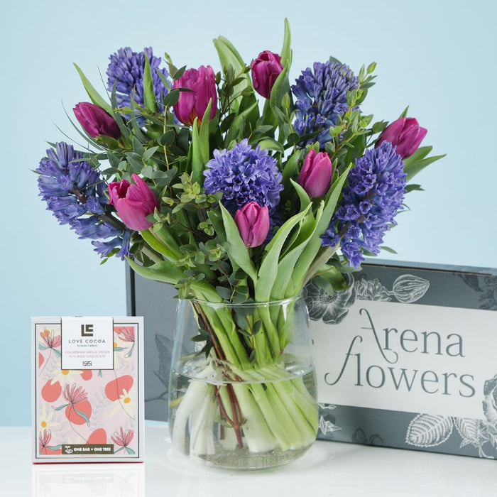 Letterbox Scented Violets with chocolates