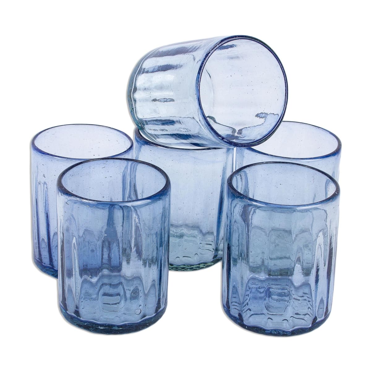 Fiesta Azul Hand Blown Blue Stemless Wine Glasses (Set of 6