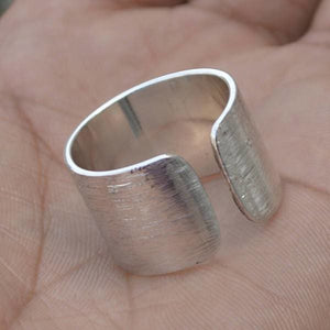 Wide chic silver ring, matte and polished