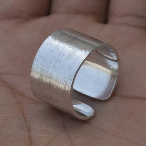 15mm Wide 925 Sterling Silver Ring Matte Finish Silver Band Gift