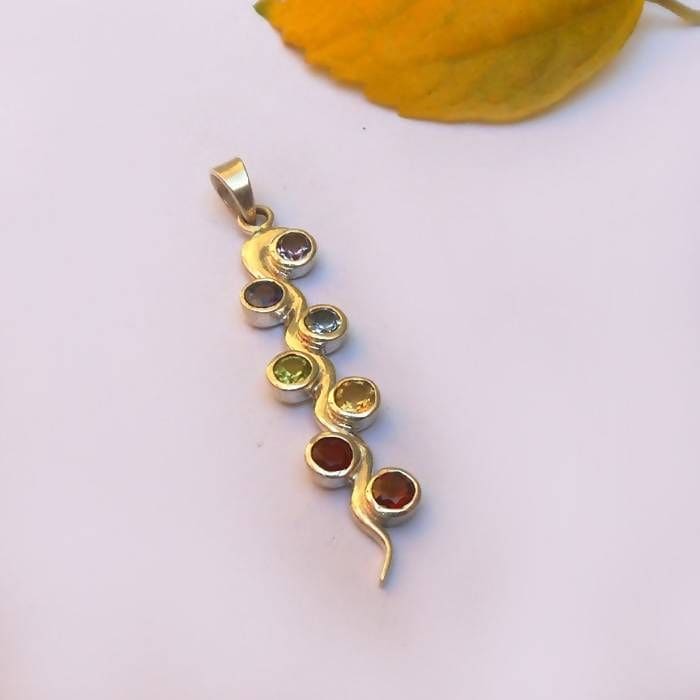 7 Chakras Gemstone Pendant Necklace Healing Reiki Gifts Multi Stone 925  Sterling Silver Pendant Chakra pendants