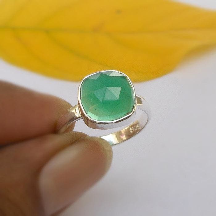 Green Onyx 925 Silver Plated Handmade Jewelry Ring US Size 10.25 R-19487