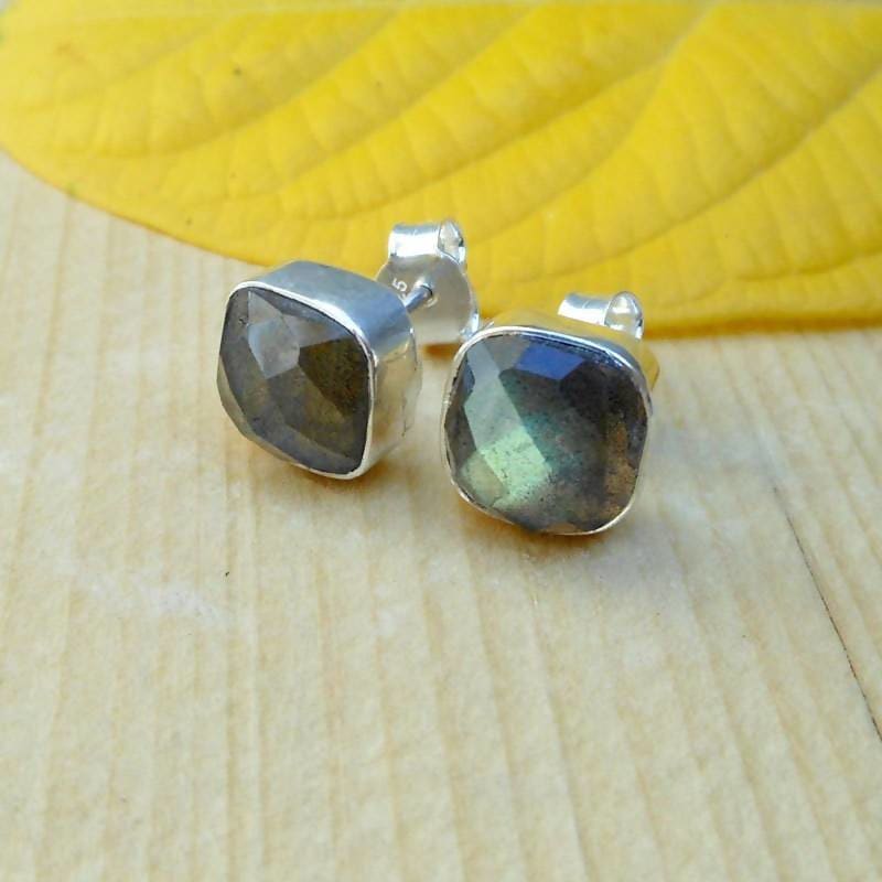 Yellow Labradorite Studs