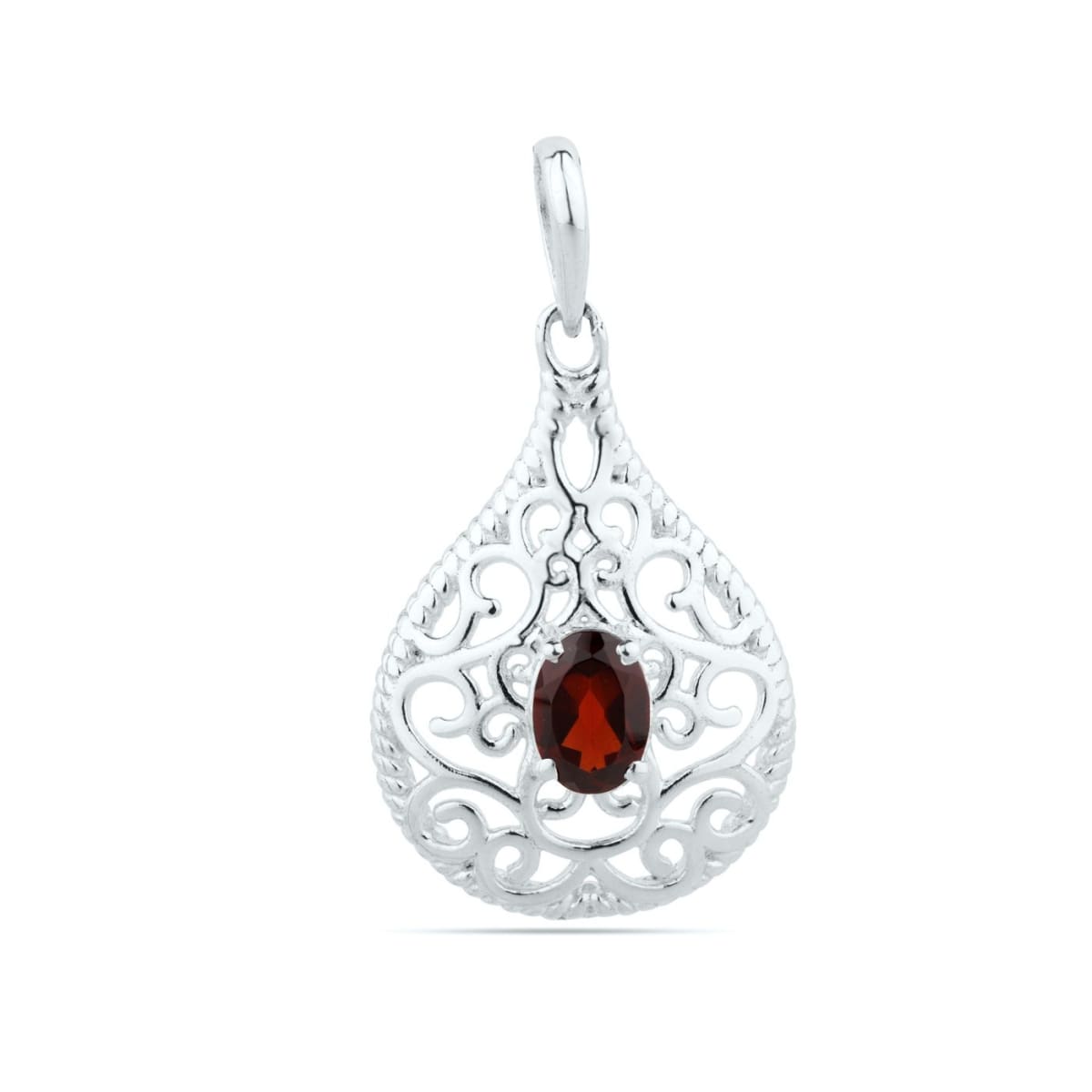 Sterling Silver Garnet Oval Locket Necklace