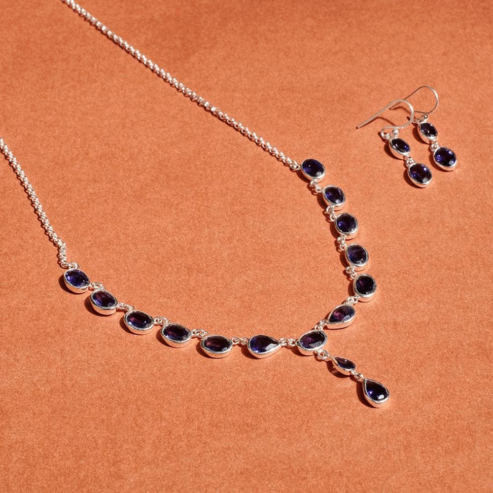 Buy American Diamonds and Blue Sapphire Necklace Set With Earrings/zircon Necklace  Set With Earrings Online in India - Etsy