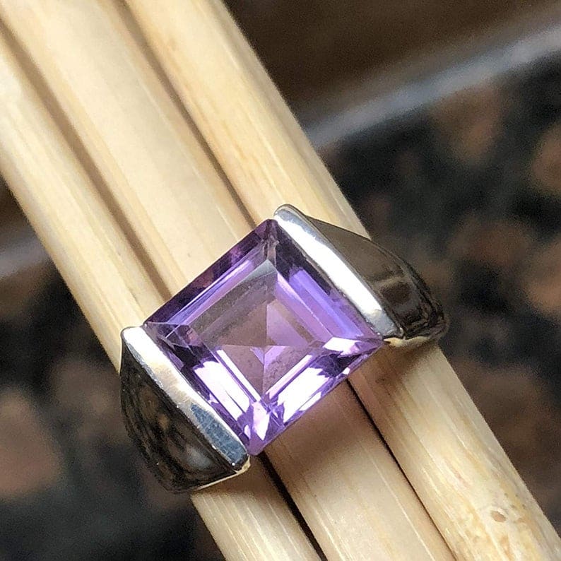 Amethyst Massive Ring,Solid Silver Ring,Purple Amethyst Gemstone