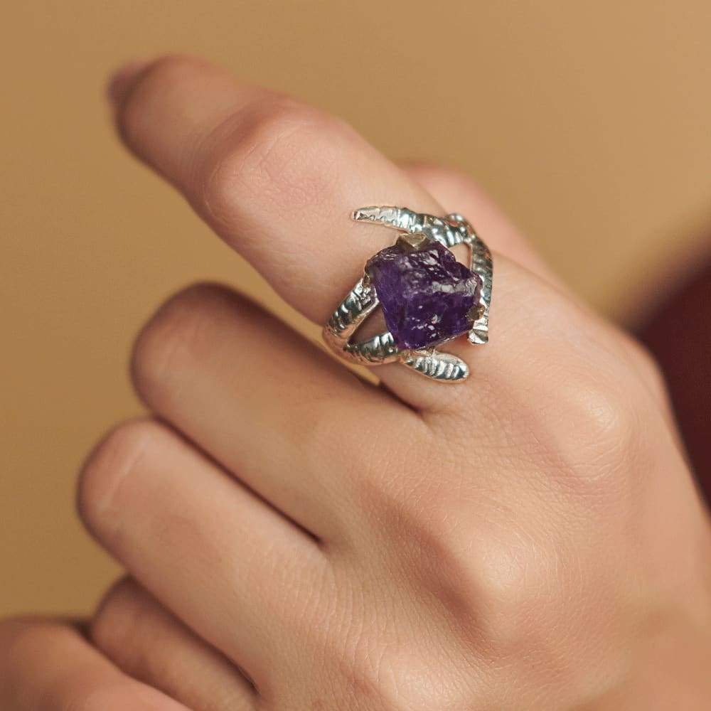 Amethyst Ring Boho Silver Ring One of Kind Rough Ring 925 Sterling Silver  Ring — Discovered