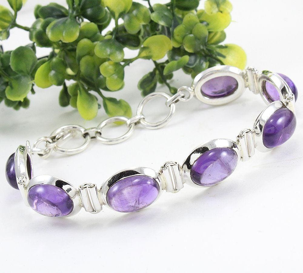 Amethyst sterling silver bracelet Amethyst bracelet Chain amethyst