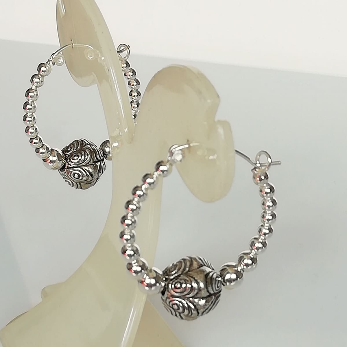 Balls & beads hoop | Silver hoop earrings | Silver jewelry