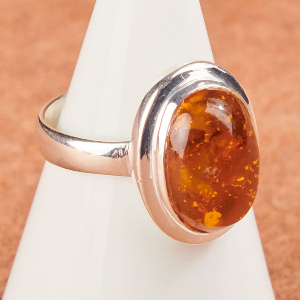 Buy Amber Ring, Pure Amber Ring, Solid Stone Ring Online in India - Etsy