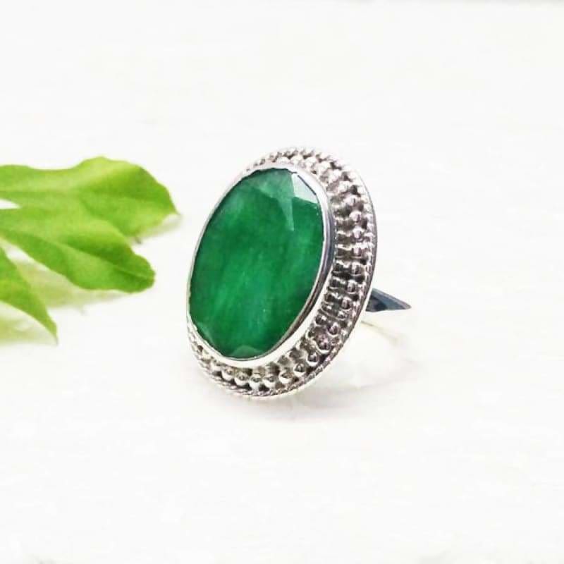Emerald 2.7 ct Oval Bezel Set Sterling Silver Ring, Size 7 - Northern  Lights Vedic