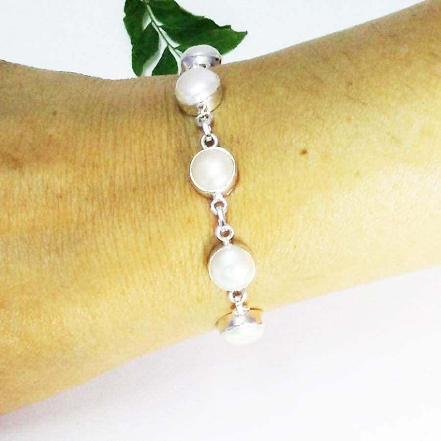 Pearl Bracelet Natural Mother of Pearl Bracelet Sterling 