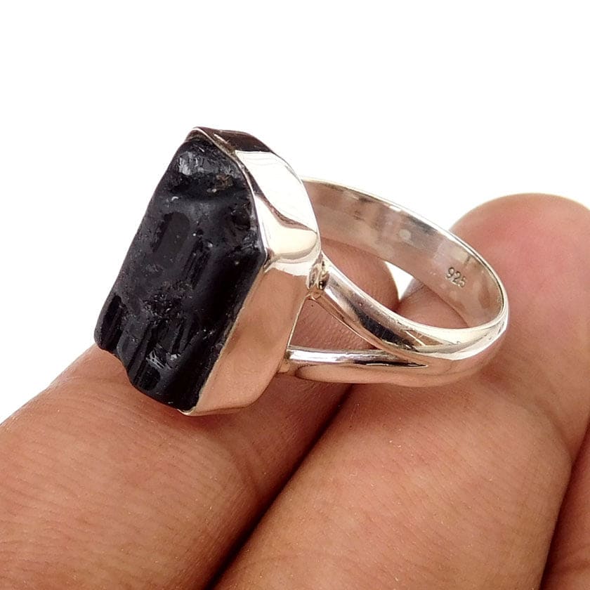 Black Tourmaline Engagement Ring Set Silver Pear Black -  Sweden