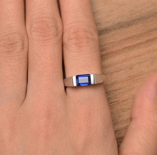 Valina Princess-Cut Diamond and Blue Sapphire Engagement Ring R9798WP-BSA -  Classique Jewelers