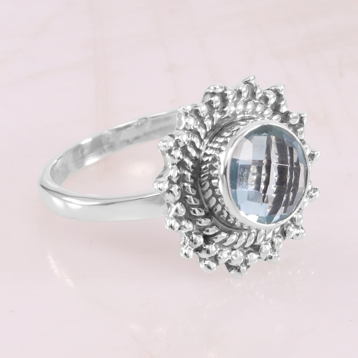 Blue Topaz Ring Handmade Turkish Designer 925 Sterling Silver Engagement  Ring 6