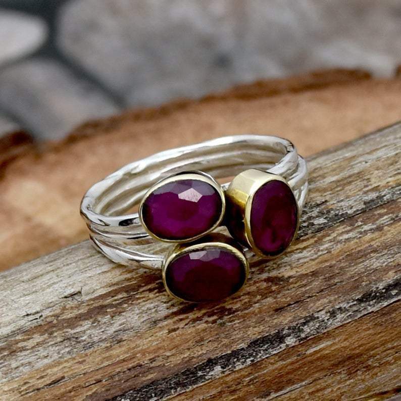 Boho Ruby 925 Solid Sterling Silver Ring Gift for Women Handcrafted Oval  Shape — Discovered