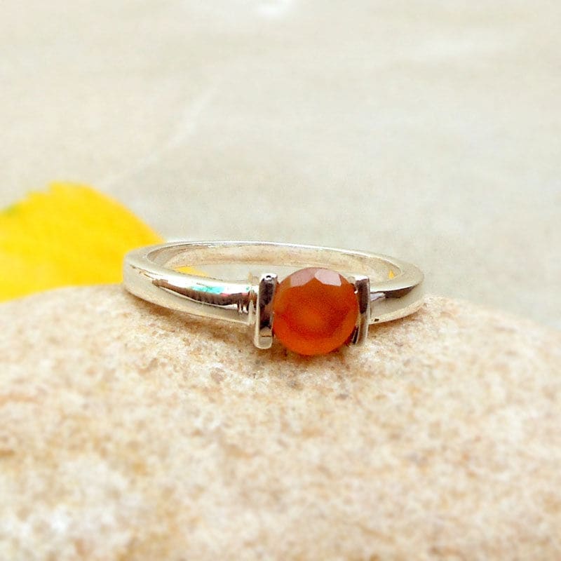 Enhance Your Confidence with a Vibrant Carnelian Sterling Silver Ring -  Cast a Stone