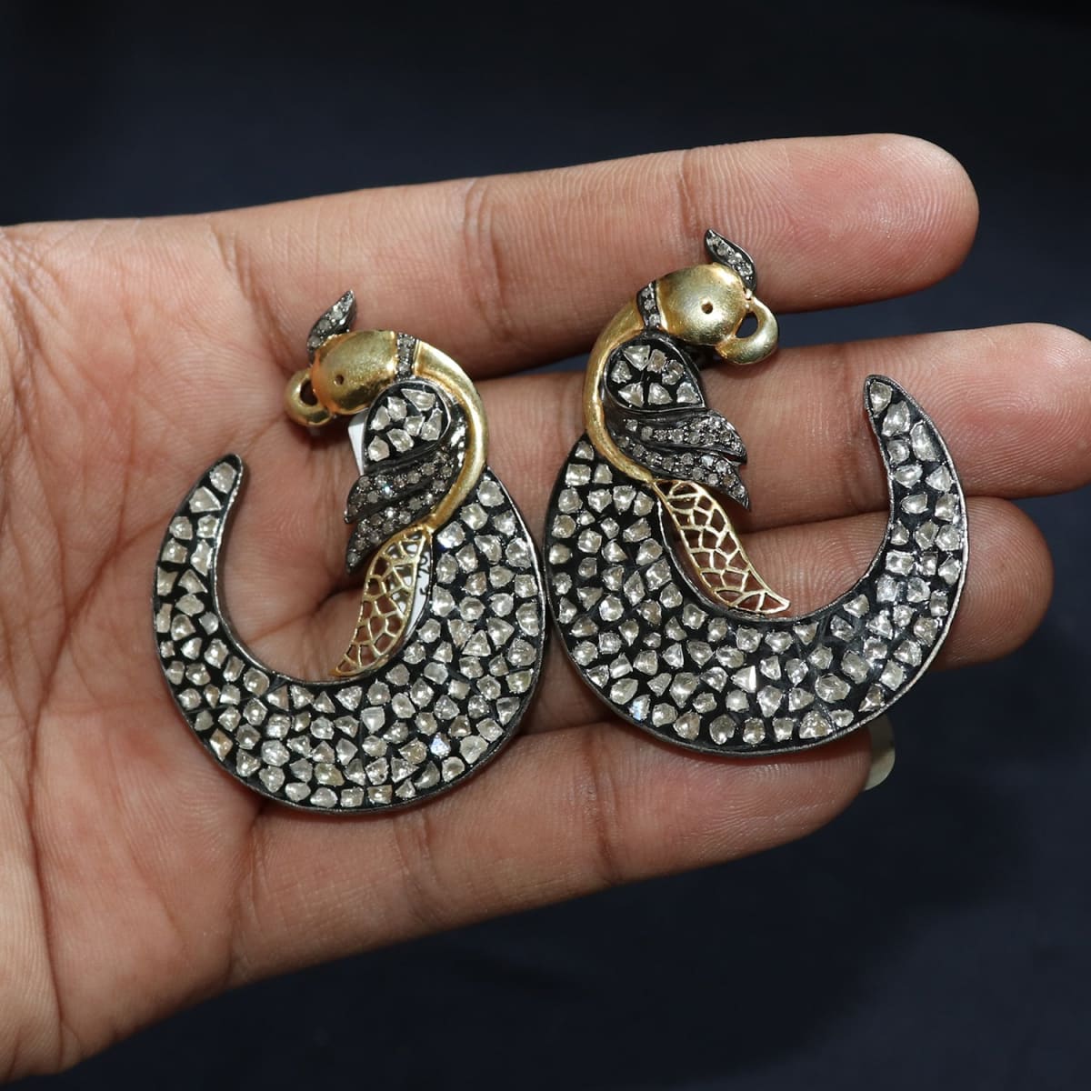 Diamond earrings Pure Silver jewelry Indian ,pearl earrings ,Indian go –  Nihira