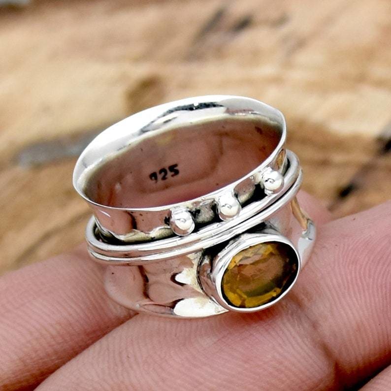 citrine spinner 925 sterling silver ring handmade jewelry november birthstone for her inishacreation discovered 283