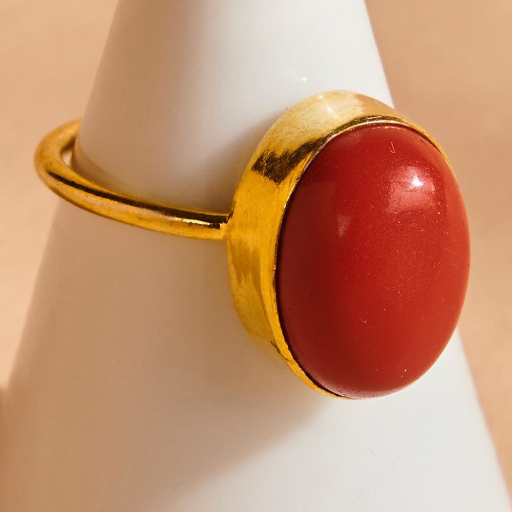 RATAN BAZAR Natural Red Coral Stone Gold Plated Finger Ring For Unisex  Alloy Coral Rhodium Plated Ring Price in India - Buy RATAN BAZAR Natural  Red Coral Stone Gold Plated Finger Ring