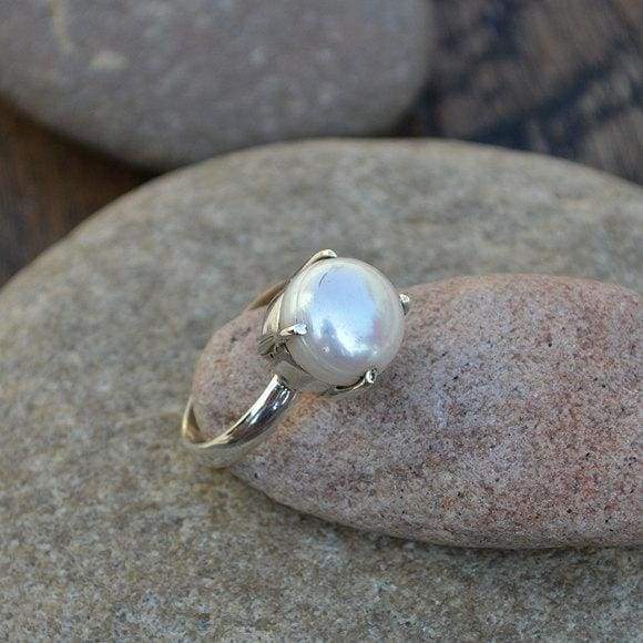 Earth Gems Jewelry Pearl Ring Engagement Ring Sterling Silver Ring Handmade  Statement Ring for Women - Walmart.com