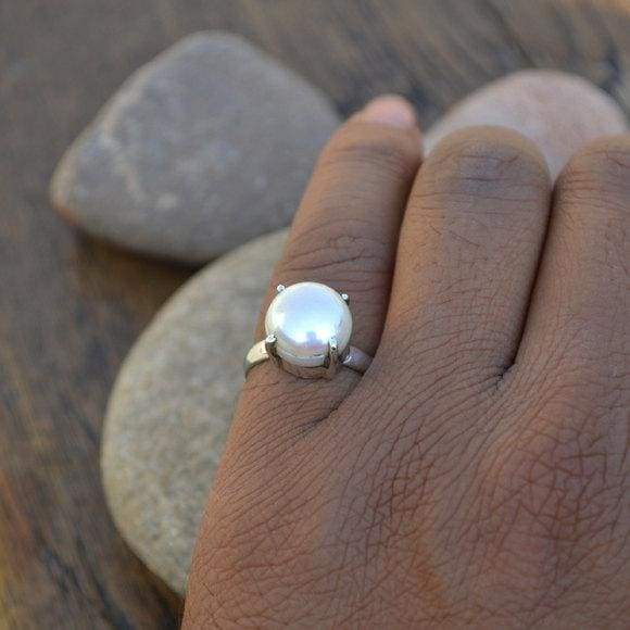 Genuine Fresh Water Pearl handmade Elegant Ring 925 Sterling Solid