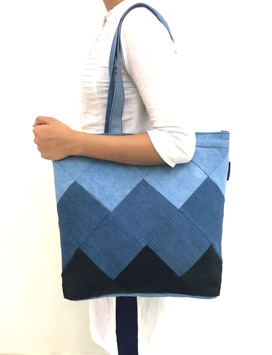 Denim Patchwork Tote Bag