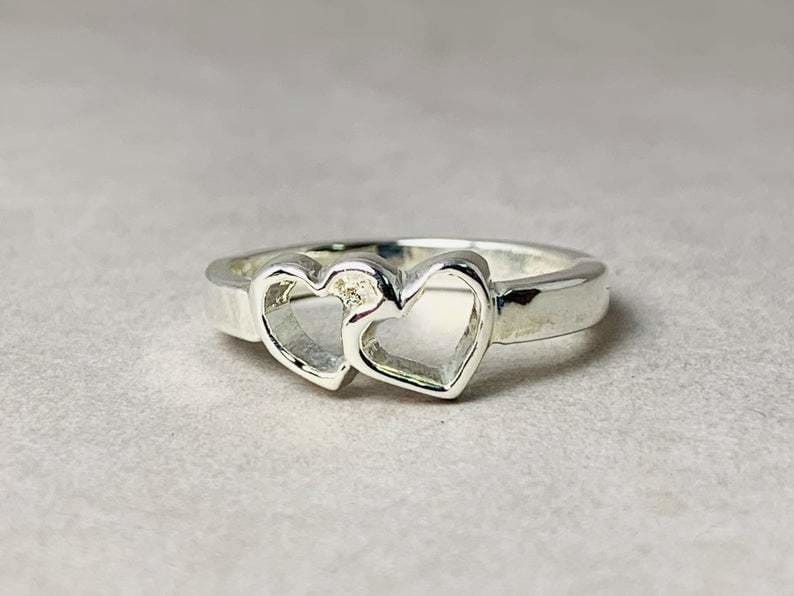 Heart Stackable Silver Ring Sweet Promise Ring Cute Simple 