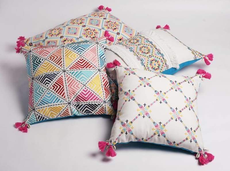 Multicolor Stone Work Cushion Cover, Size: 12*12 And 16*16