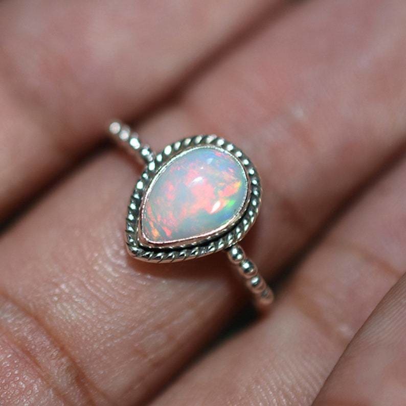 Silver Raw Opal Ring Gemstone Ring Opal - Ringcrush