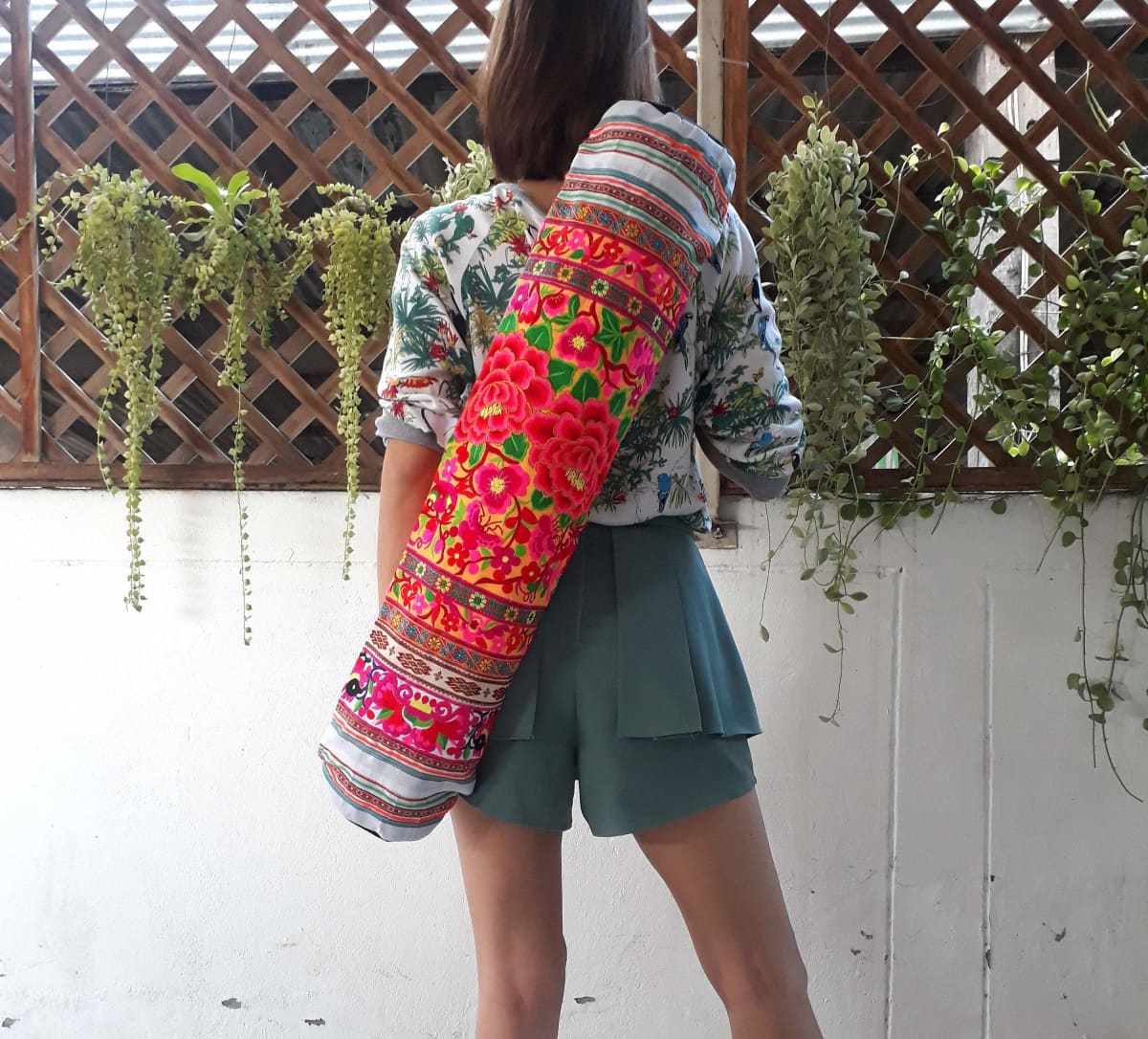 Ethnic Hippie Yoga Mat Bolster Shoulder Bag, Handmade By