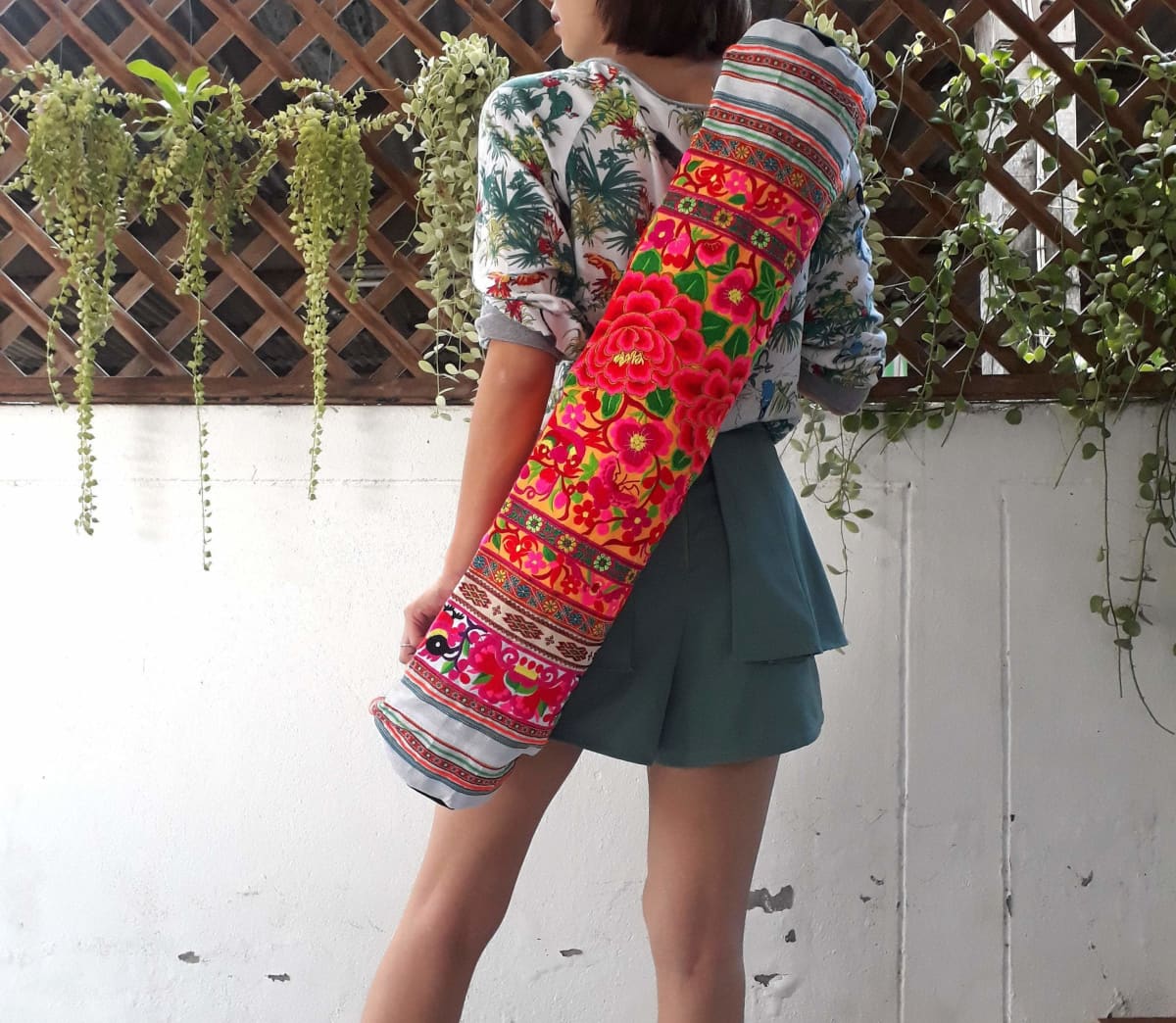 Ethnic Hippie Yoga Mat Bolster Shoulder Bag, Handmade By