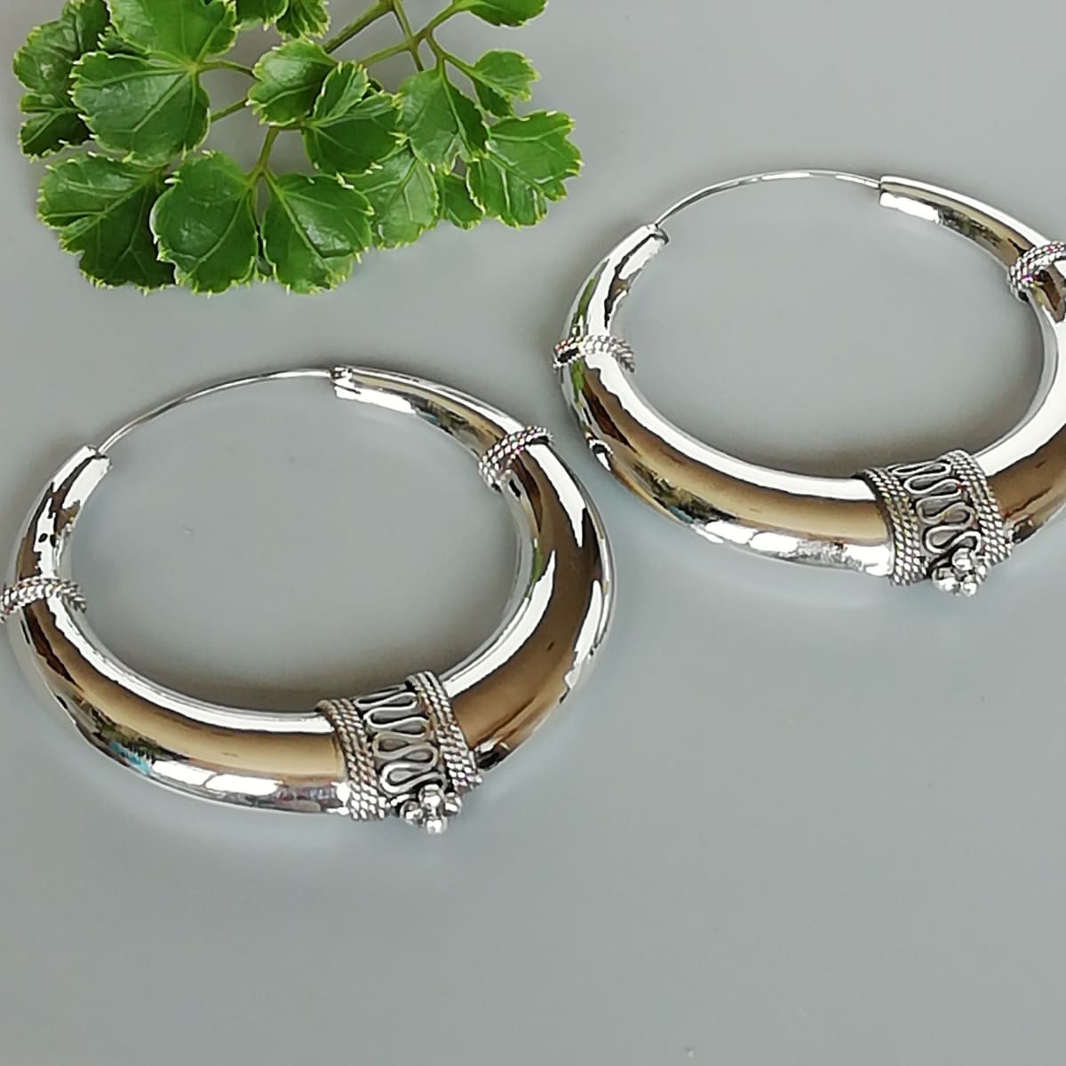 Sterling Silver Hoop Earrings - Xlarge Circle Shape