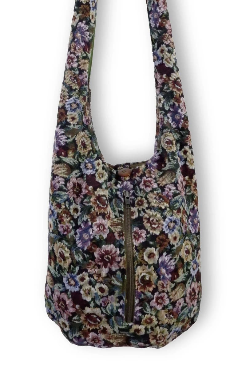 Stylish Vegan Boho Crossbody Bag - Durable Native Woven Fabric with Chic  Flower Print