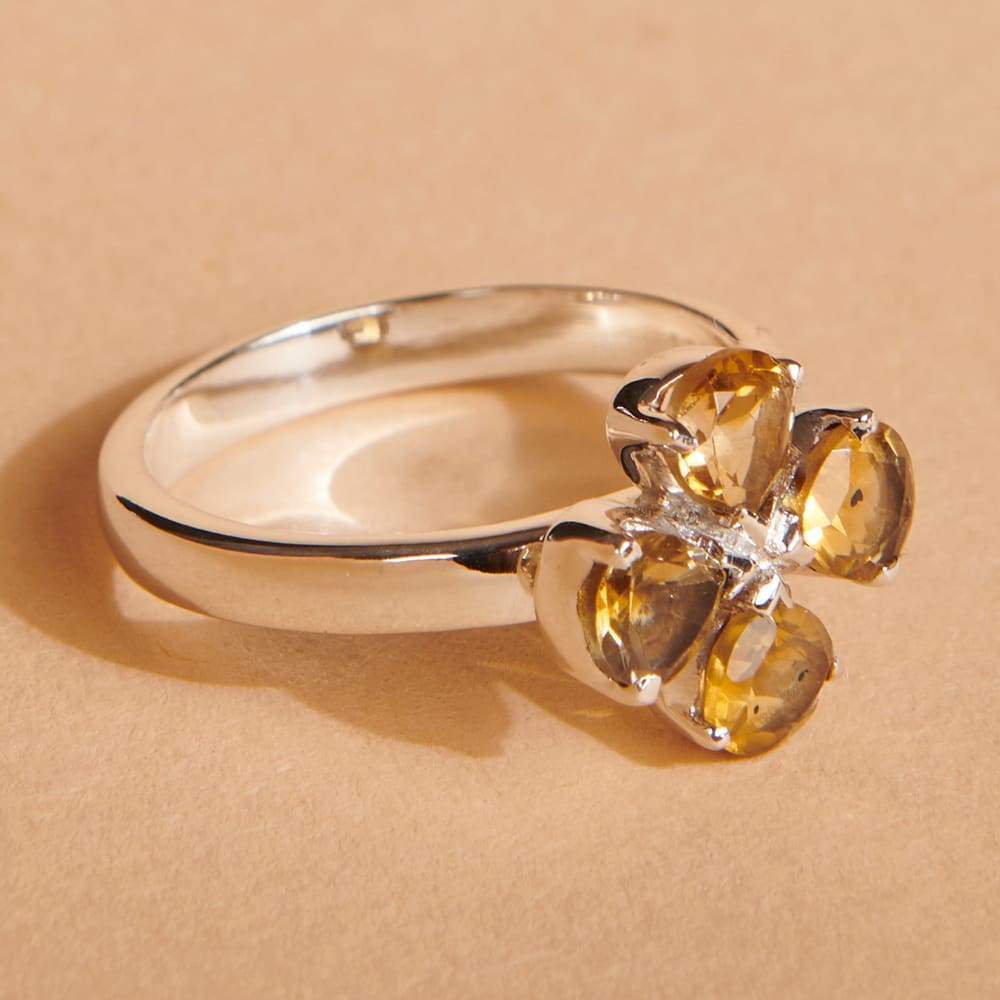 Zircon Flower and Seeds Gold Plated Ring -