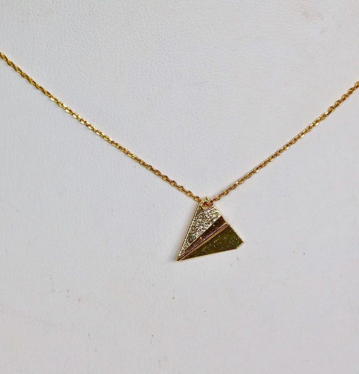 Accessories, Iced Paper Airplane Pendant Gold Chain