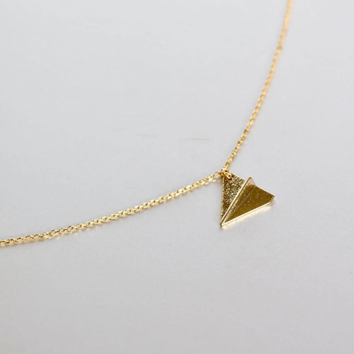 Gold Paper Plane Charm Necklace 1st Anniversary Gift Paper 