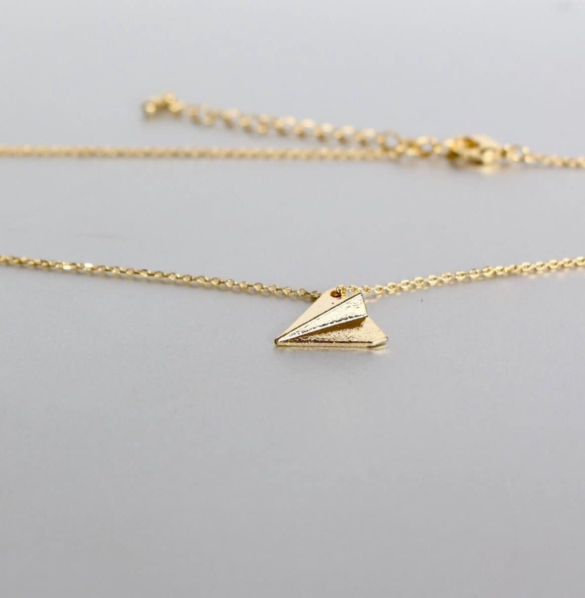 Accessories, Iced Paper Airplane Pendant Gold Chain