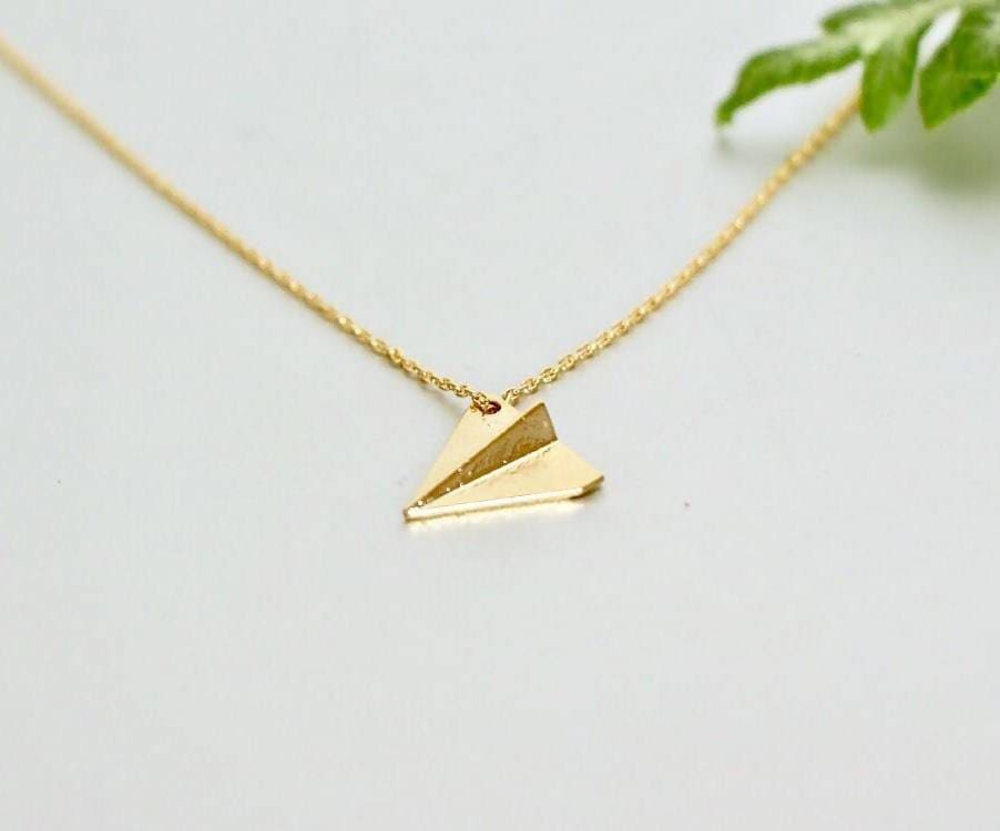 Gold Paper Plane Charm Necklace
