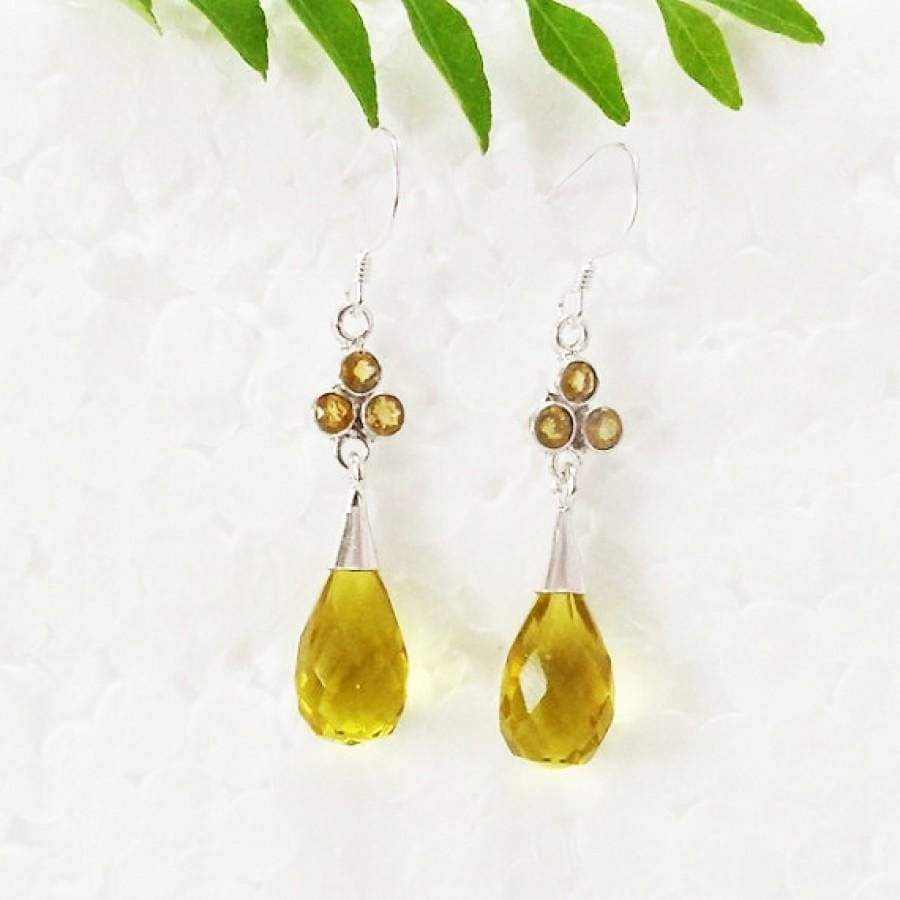 Hexagon Citrine & Diamond Drop Earrings in Yellow Gold | Borsheims